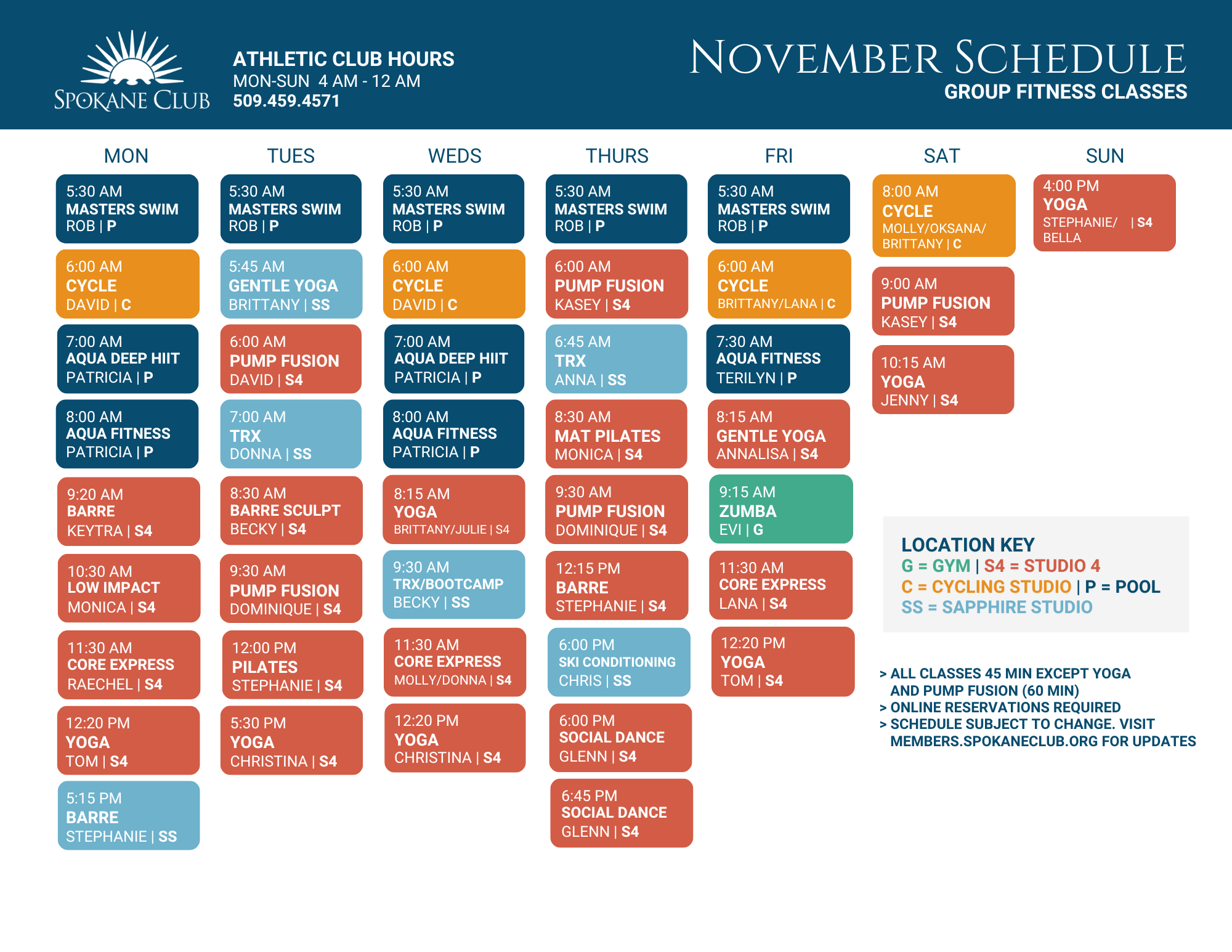 1125 Spokane Fitness Schedule